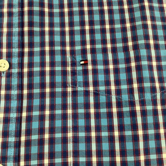 Tommy Hilfiger Men’s XL Plaid Shirt Button Up Down Long Sleeves Blue Classic Fit - Picture 7 of 16